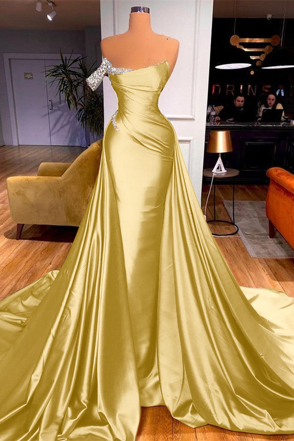 Off-the-Shoulder Mermaid Prom Dress With Overskirt Beads