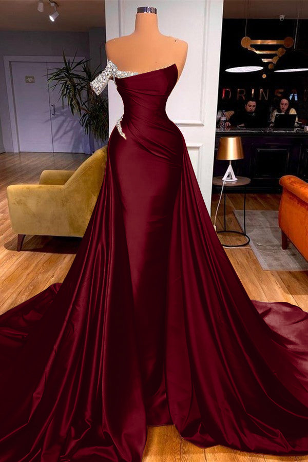 Off-the-Shoulder Mermaid Prom Dress With Overskirt Beads