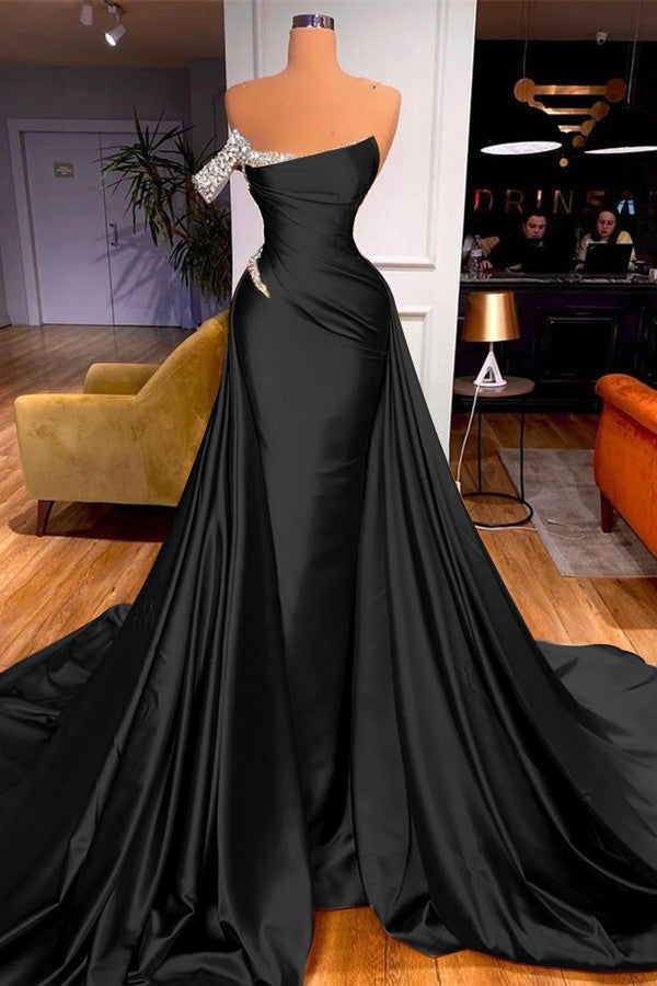 Off-the-Shoulder Mermaid Prom Dress With Overskirt Beads