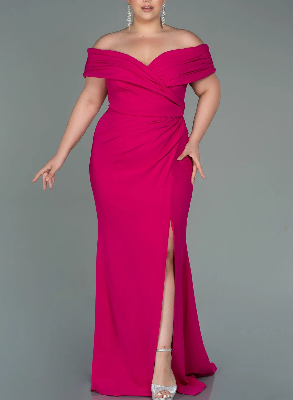 Off the Shoulder Mermaid Trumpet Gown for the Mother of the Bride with Side Split