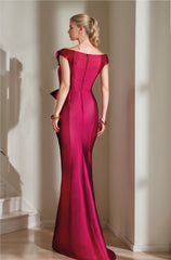 Off the Shoulder Mermaid Trumpet Mother of the Bride Dress Featuring a High Split