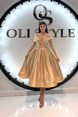 Off the Shoulder Sleeveless A Line Evening Formal Dress With Pleated