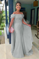 Off the Shoulder Sleeveless Long Mermaid Evening Formal Dress With Appliques