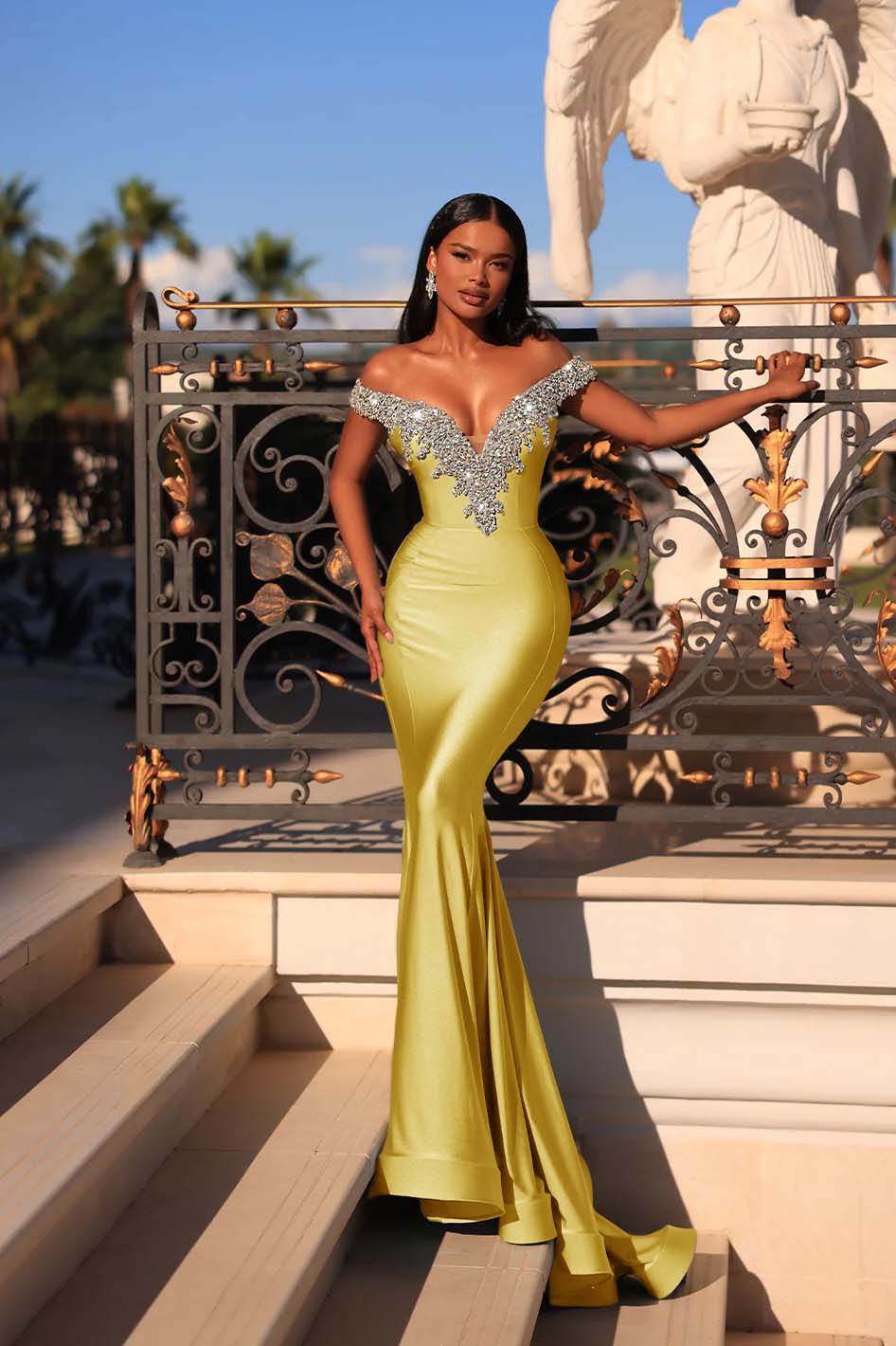Off the Shoulder Sleeveless Long Mermaid Evening Formal Dress With Beading