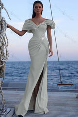 Off the Shoulder Sleeveless Long Mermaid Evening Formal Dress With Sequined
