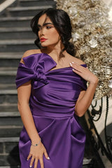 Off the Shoulder Sleeveless Long Split Evening Formal Dress With Pleated