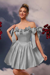 Off the Shoulder Sleeveless Short A Line Homecoming Dress With Pleated