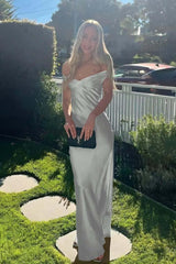 Off the Shoulder Sleeveless Strapless Long Evening Formal Dress With Pleated