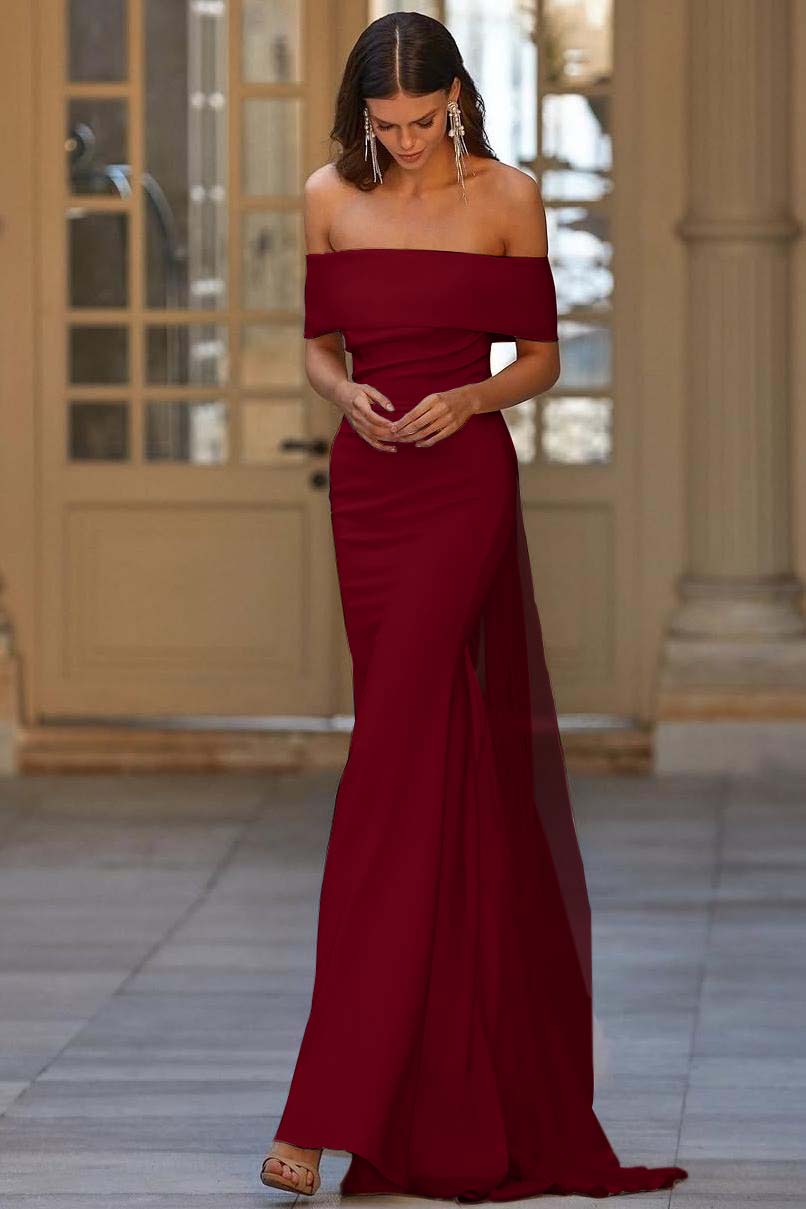 Off the Shoulder Strapless Mermaid Long Evening Formal Dress With Tulle