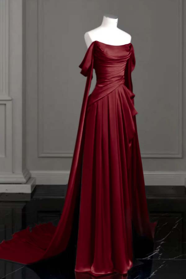 Off the Shoulder Strapless Sleeveless Long Evening Formal Dress With Pleated