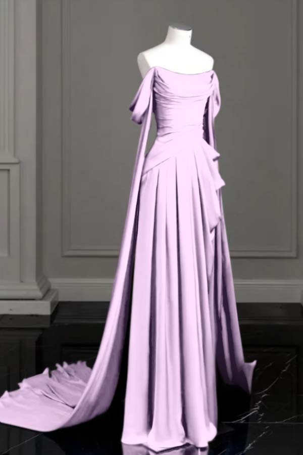 Off the Shoulder Strapless Sleeveless Long Evening Formal Dress With Pleated