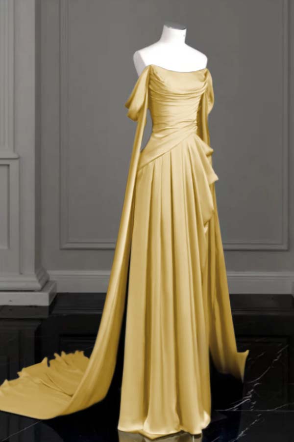 Off the Shoulder Strapless Sleeveless Long Evening Formal Dress With Pleated