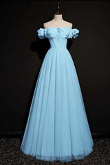 Off the Shoulder Strapless Sleeveless Long Evening Formal Dress With Tulle
