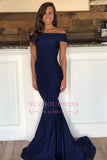 Off-the-shoulder Mermaid Floor-Length Blue Glorious Evening Dresses