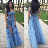 Off-the-shoulder Prom Dresses Sexy Slit Sheath Evening Gowns