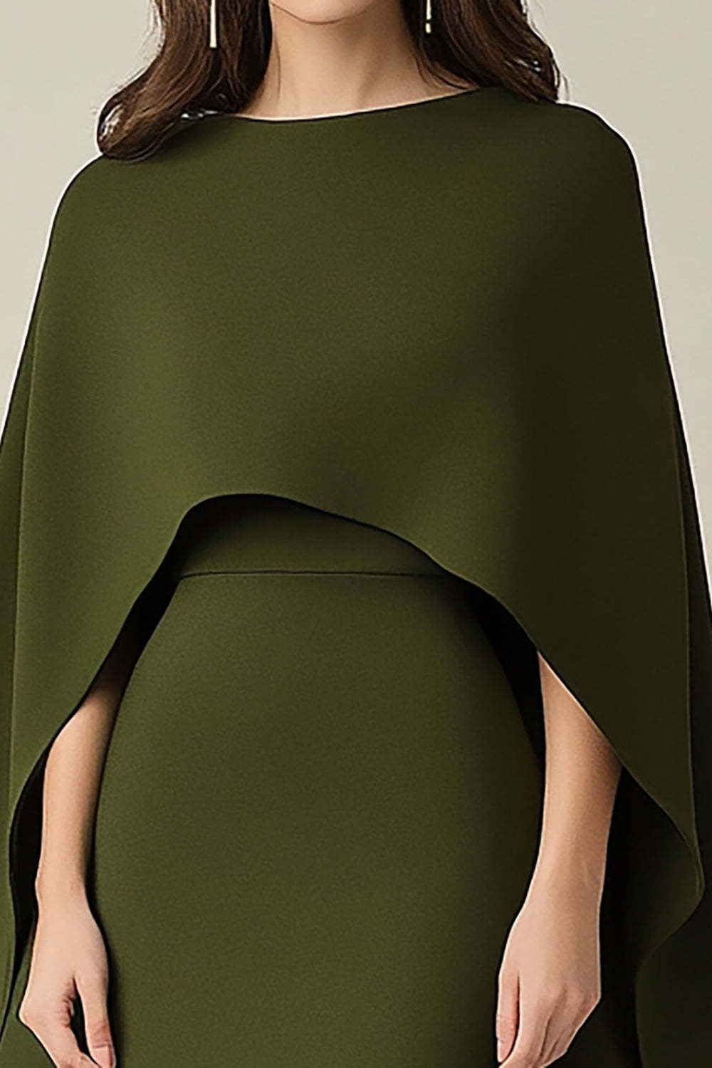 Suzhoufashion Olive Wedding Guest Dress Scoop Sheath Formal Dress With Shawl Suzhoufashion Olive Wedding Guest Dress Scoop Sheath Formal Dress With Shawl