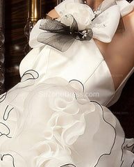 One Shoulder Chiffon Bridal Dresses Sweep Train Sleeveless Wedding Gowns with Flower