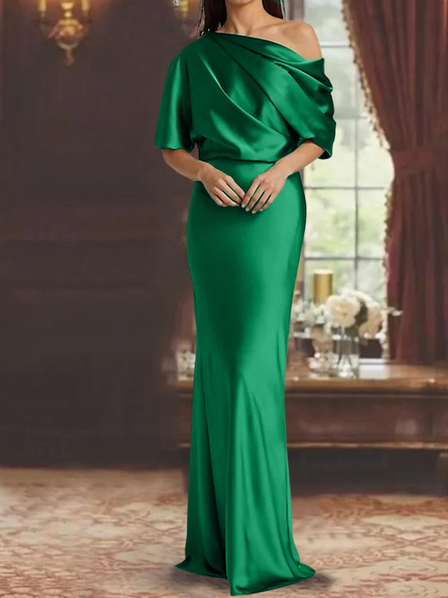 One Shoulder Column Gown for the Mother of the Bride
