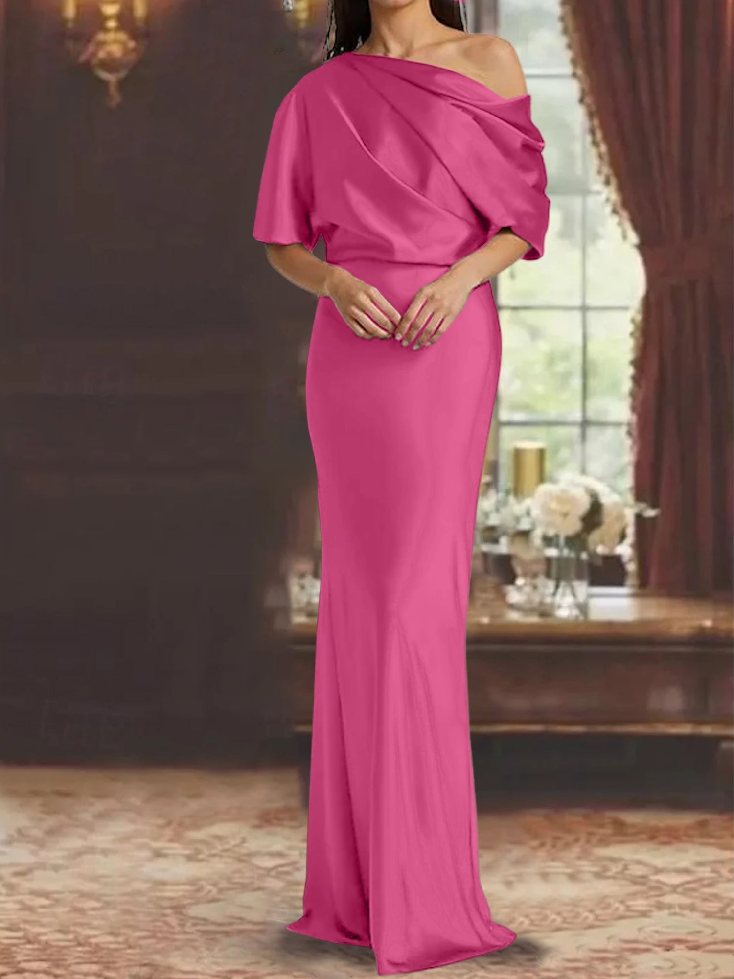 One Shoulder Column Gown for the Mother of the Bride