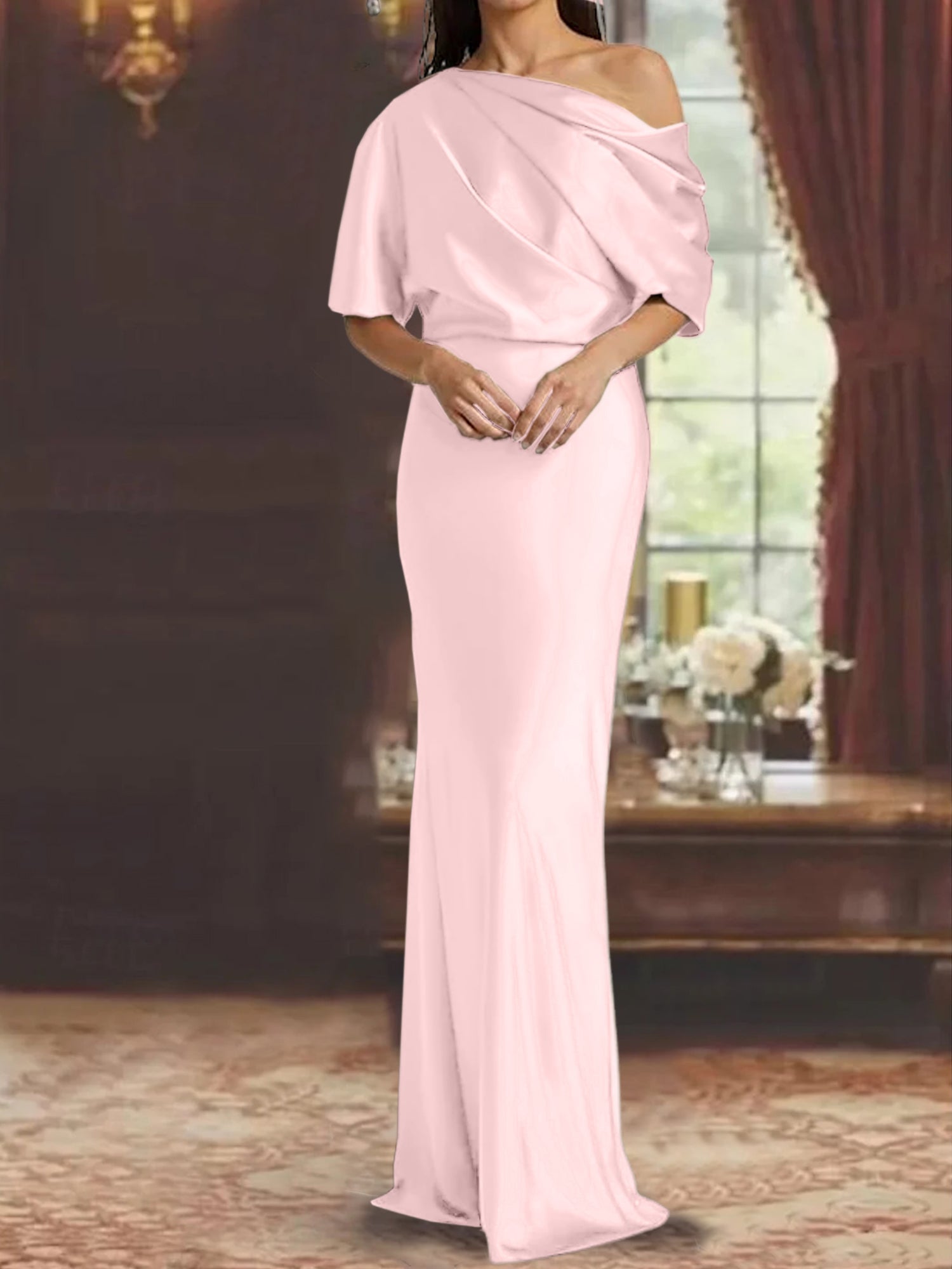 One Shoulder Column Gown for the Mother of the Bride