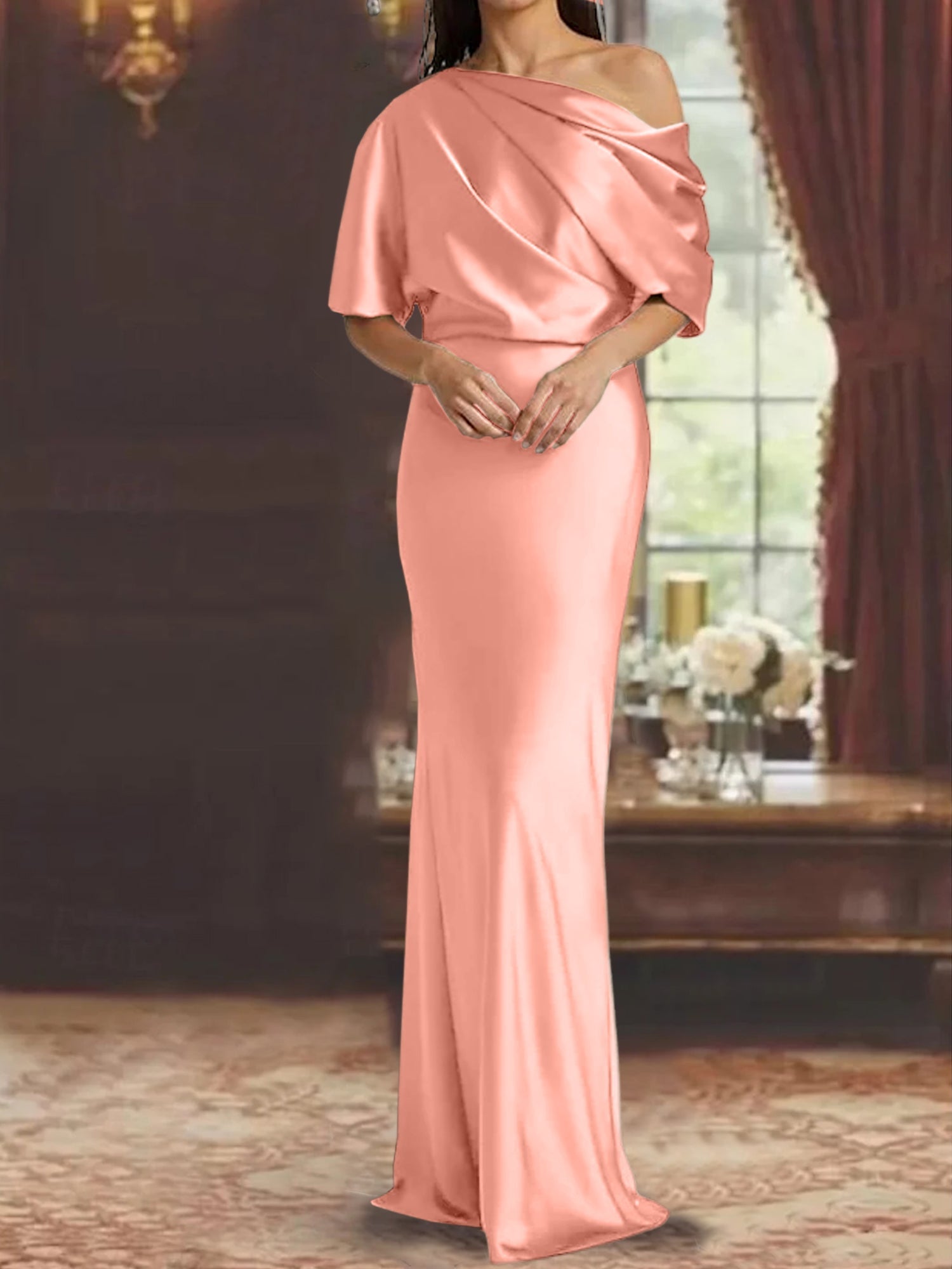One Shoulder Column Gown for the Mother of the Bride