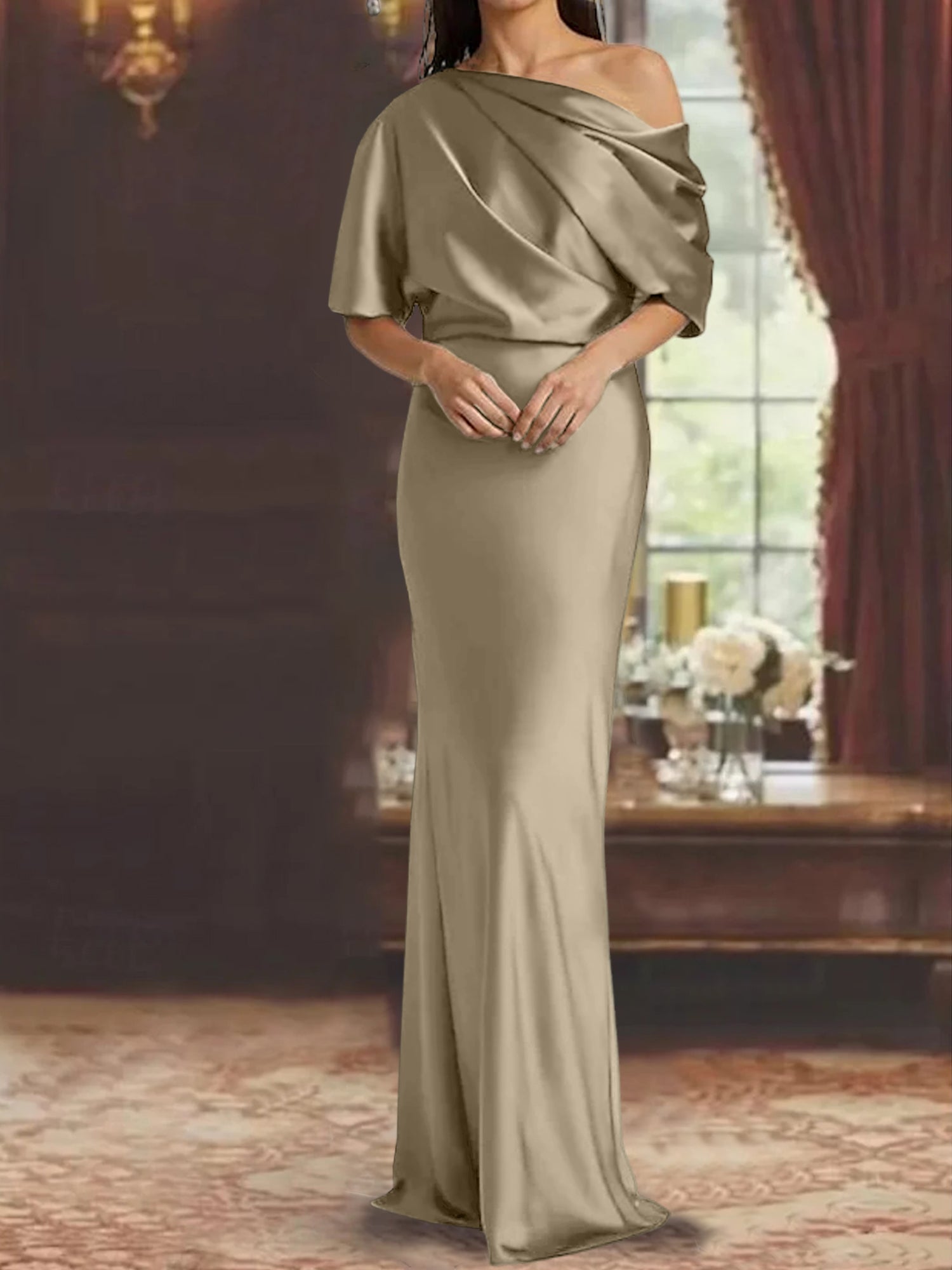 One Shoulder Column Gown for the Mother of the Bride