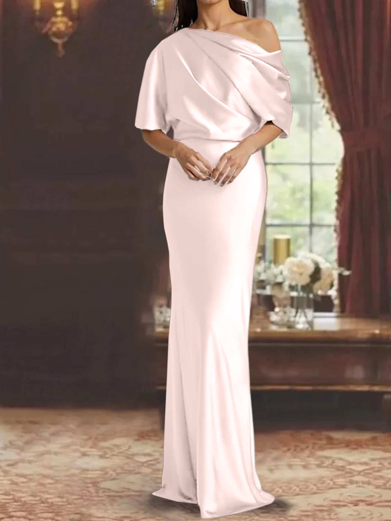 One Shoulder Column Gown for the Mother of the Bride