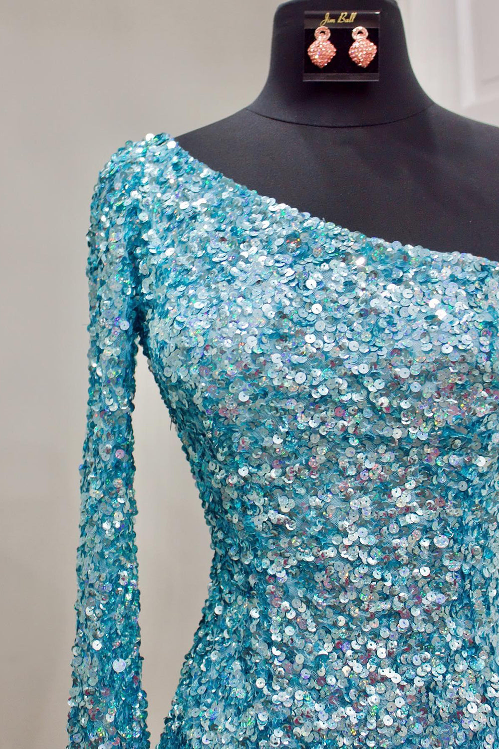 One Shoulder Glitter Sequin Prom Dress