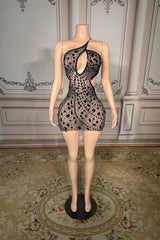 One Shoulder Homecoming Dresses Cut Out Bodycon Party Cocktail Dresses