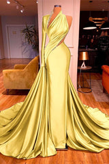 One Shoulder Long Sleeve Prom Dress Mermaid Evening Formal Dress with Beads