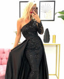 One-Shoulder Mermaid Lace Prom Dress with Beadings Online