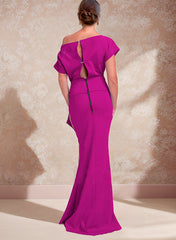 One Shoulder Mermaid Trumpet Mother of the Bride Dress Featuring a Side Split