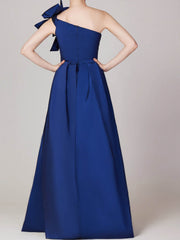 One Shoulder Sleeveless A Line Gown with Bow(s) for the Mother of the Bride