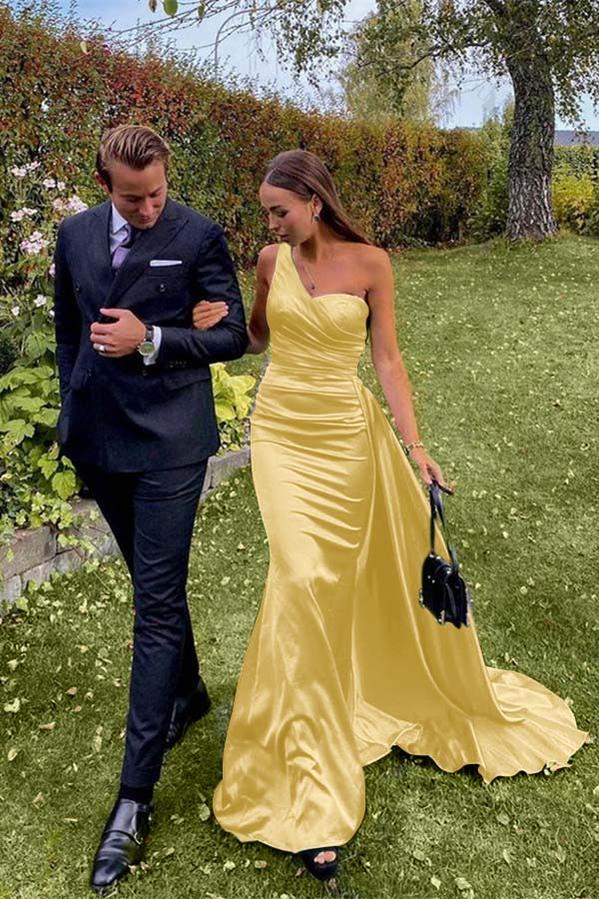 One Shoulder Sleeveless Dark Green Prom Dress Evening Formal Dress Long With Pleated