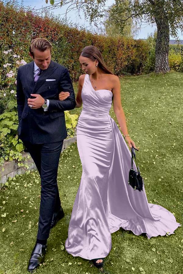 One Shoulder Sleeveless Dark Green Prom Dress Evening Formal Dress Long With Pleated