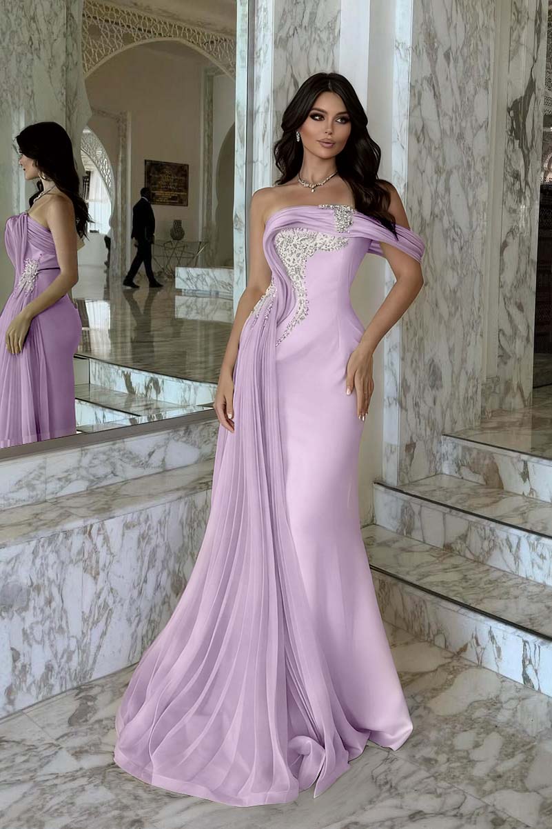 One Shoulder Sleeveless Long Mermaid Evening Formal Dress With Beadings