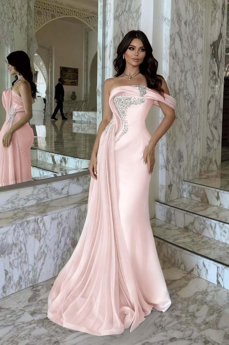 One Shoulder Sleeveless Long Mermaid Evening Formal Dress With Beadings