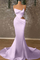 One Shoulder Sleeveless Mermaid Evening Formal Dress With Beading Pleated