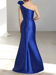 One Shoulder Sleeveless Mermaid Trumpet Mother Of The Bride Dress with Side Split