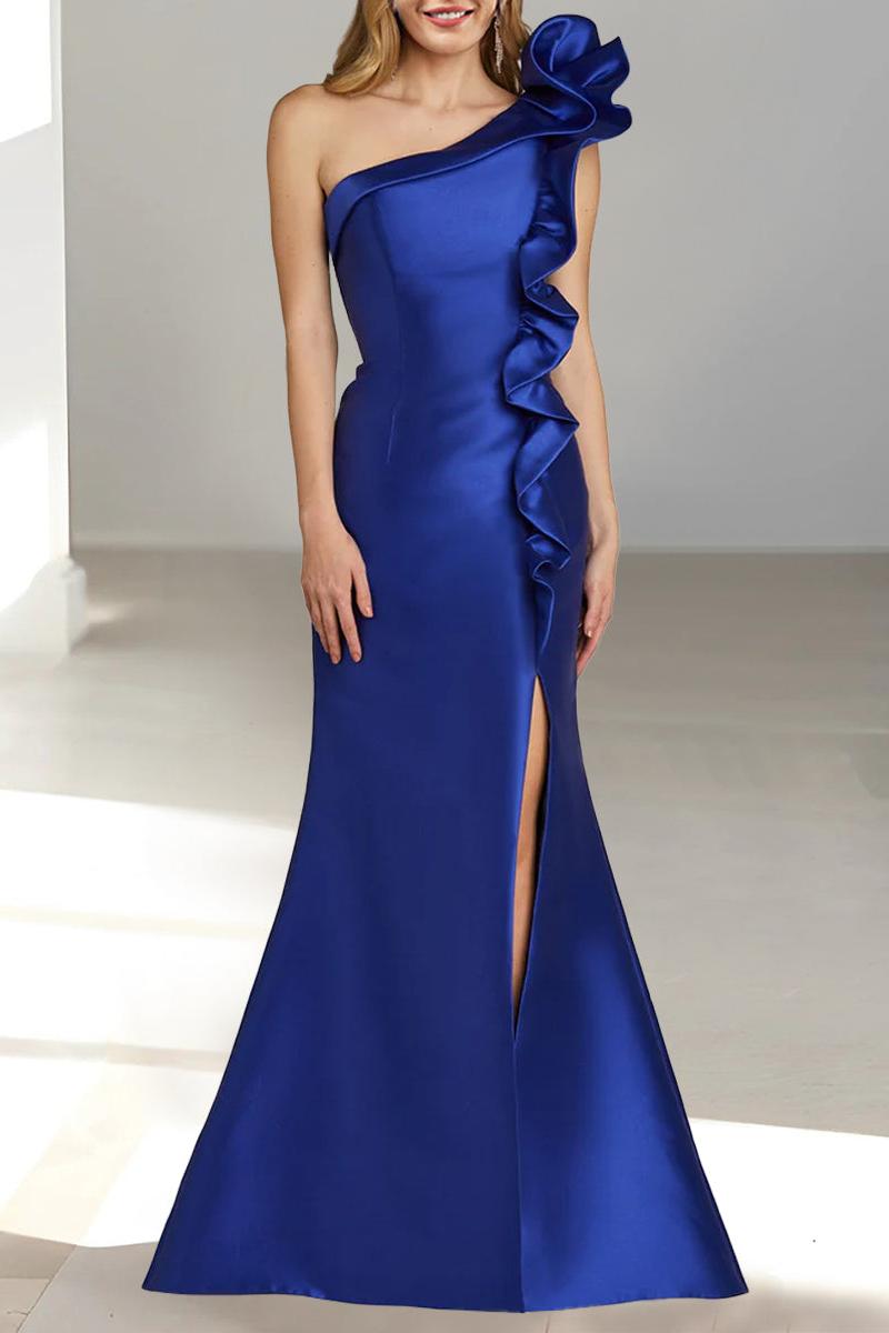 One Shoulder Sleeveless Mermaid Trumpet Mother Of The Bride Dress with Side Split