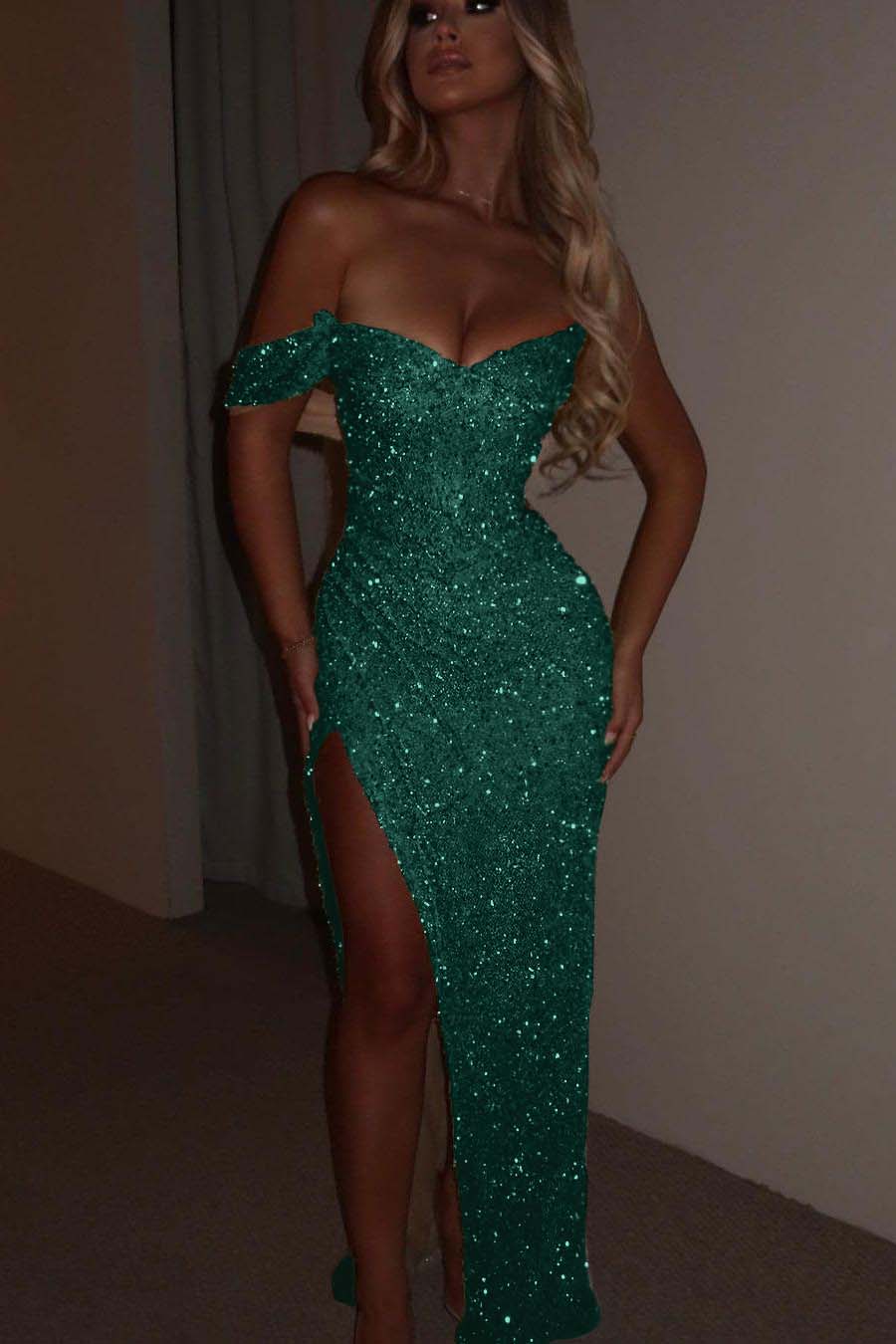 One Shoulder Strapless Sleeveless Long Mermaid Evening Formal Dress With Split