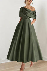 One shoulder A line Dress with Ruffles for the Mother of the Bride