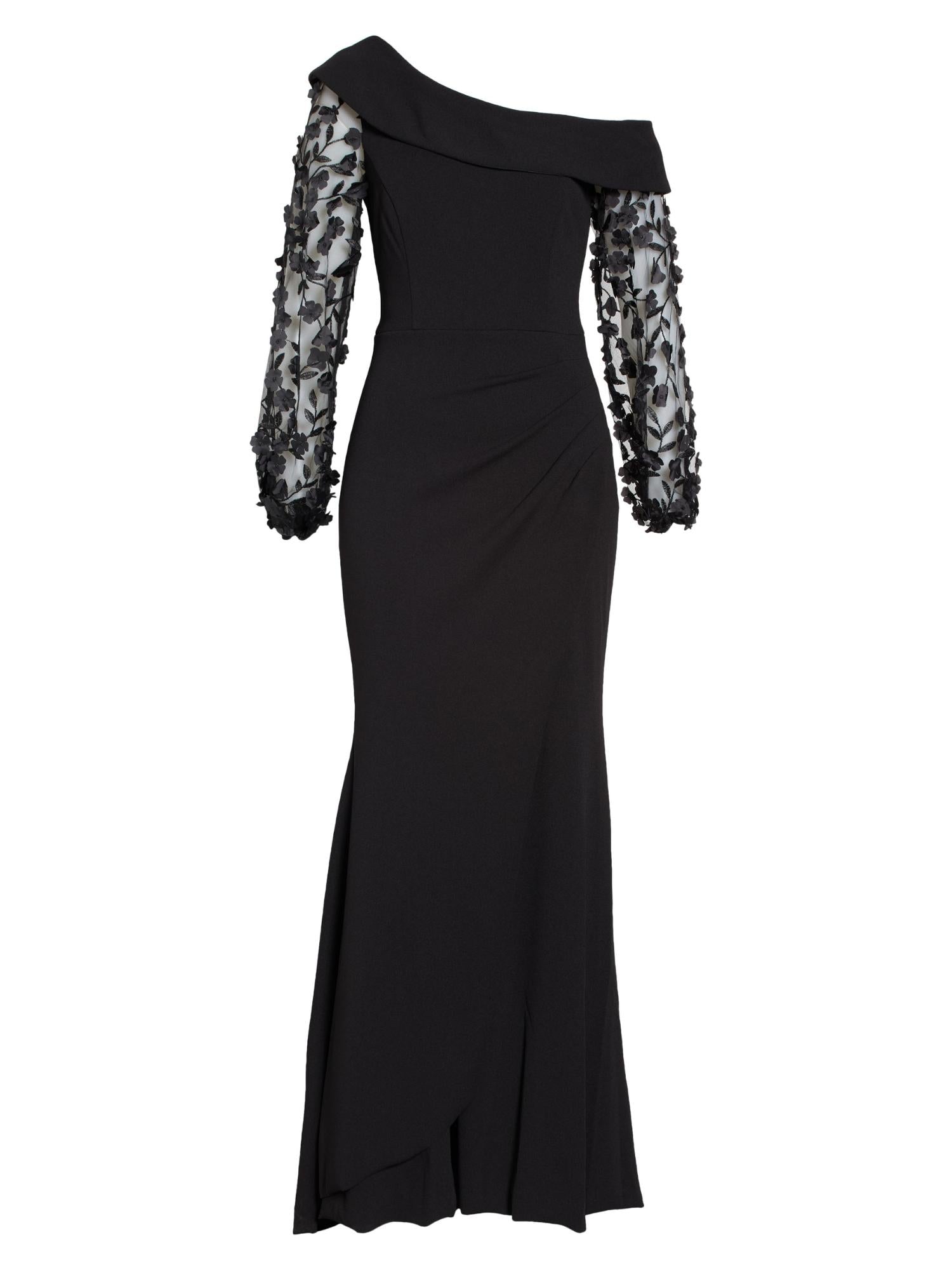 One shoulder Trumpet Mermaid Long Mother of the Bride & Groom Dress with Applique