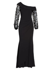 One shoulder Trumpet Mermaid Long Mother of the Bride & Groom Dress with Applique