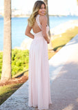 Open Back Pink Lace Chiffon Bridesmaid Dress | Sleeveless Sexy Dresses for Maid Of Honor