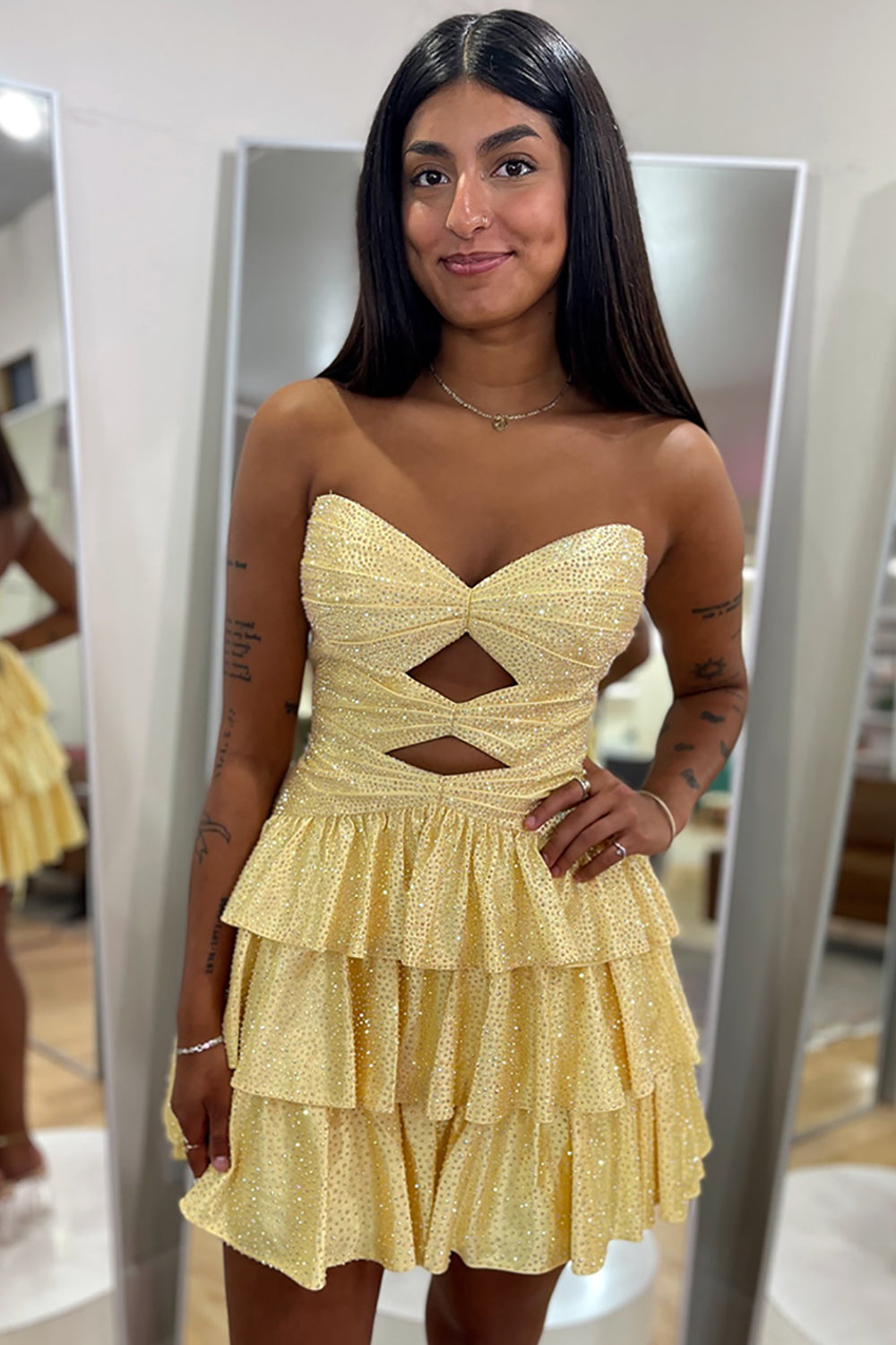 Orange A Line Homecoming Dresses Tiered Short Cocktail Dresses With Beading