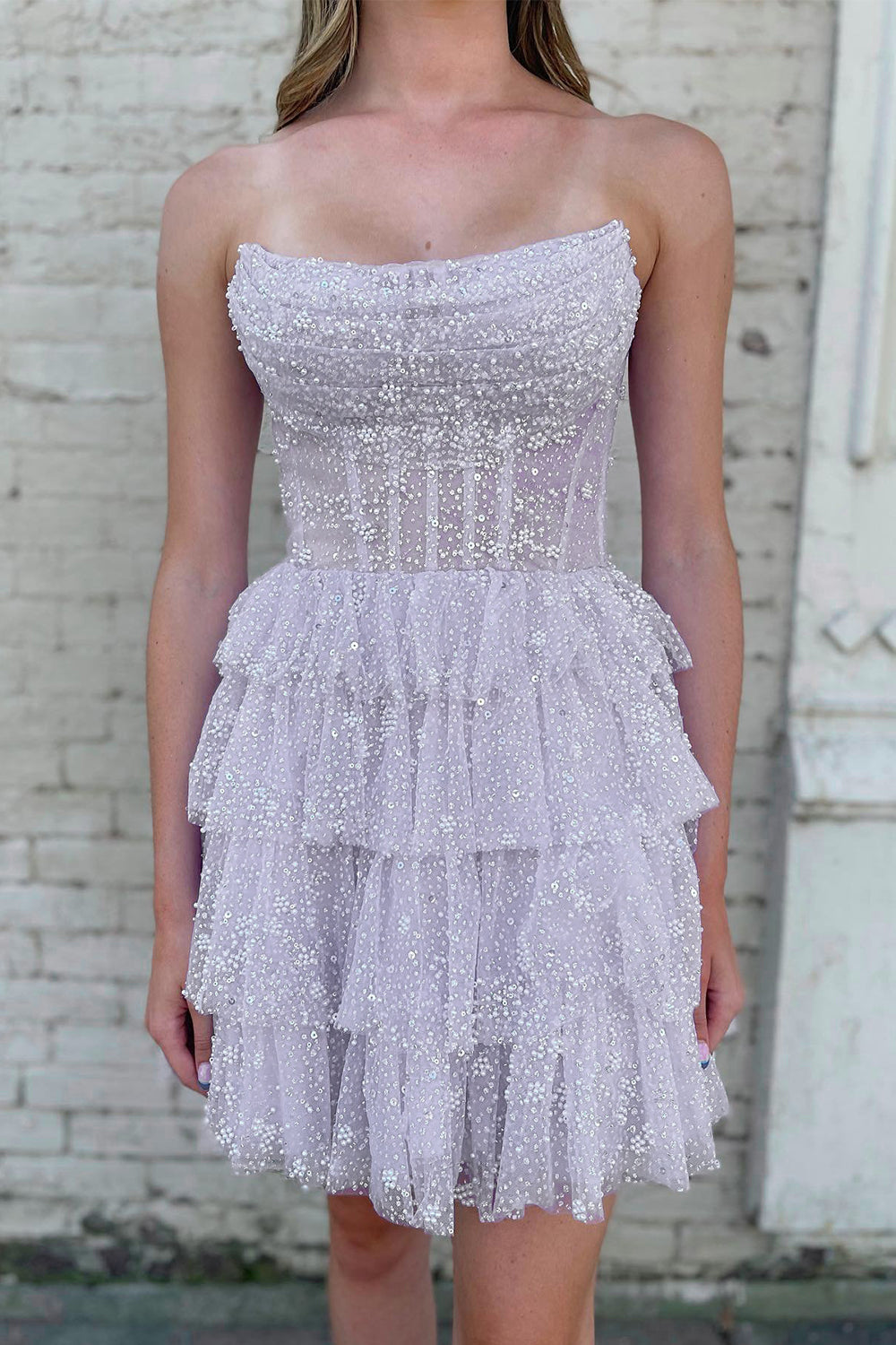 Orange Homecoming Dresses Corset A-Line Short Tulle Prom Dress