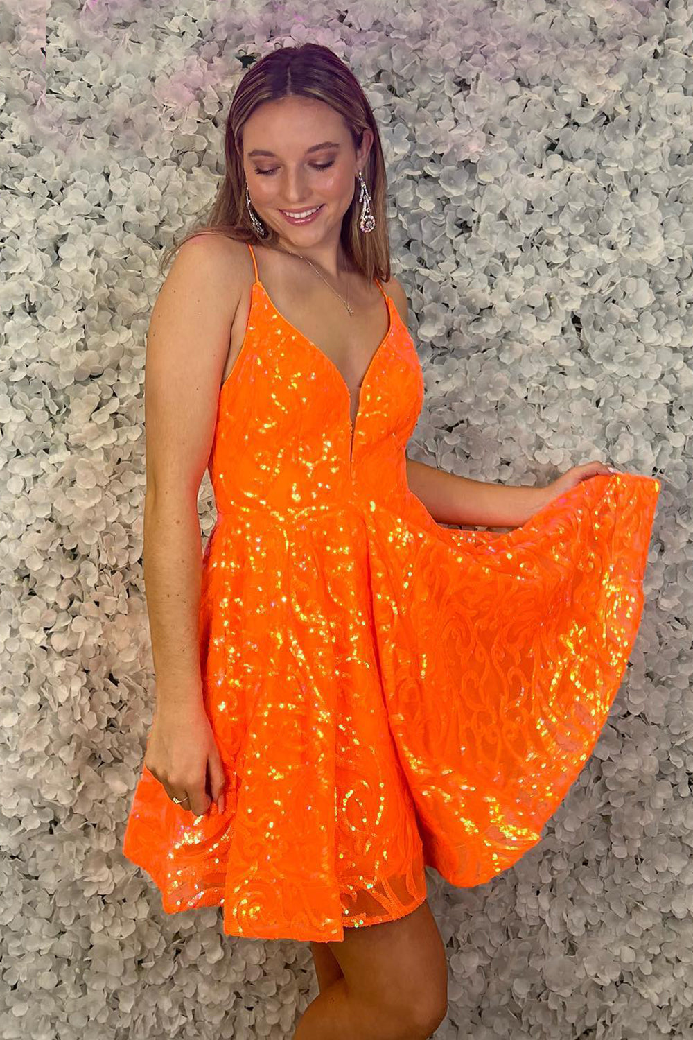 Orange Homecoming Dress Sequined A Line Short Prom Dress Suzhoufashion Orange Homecoming Dress Sequined A Line Short Prom Dress Suzhoufashion
