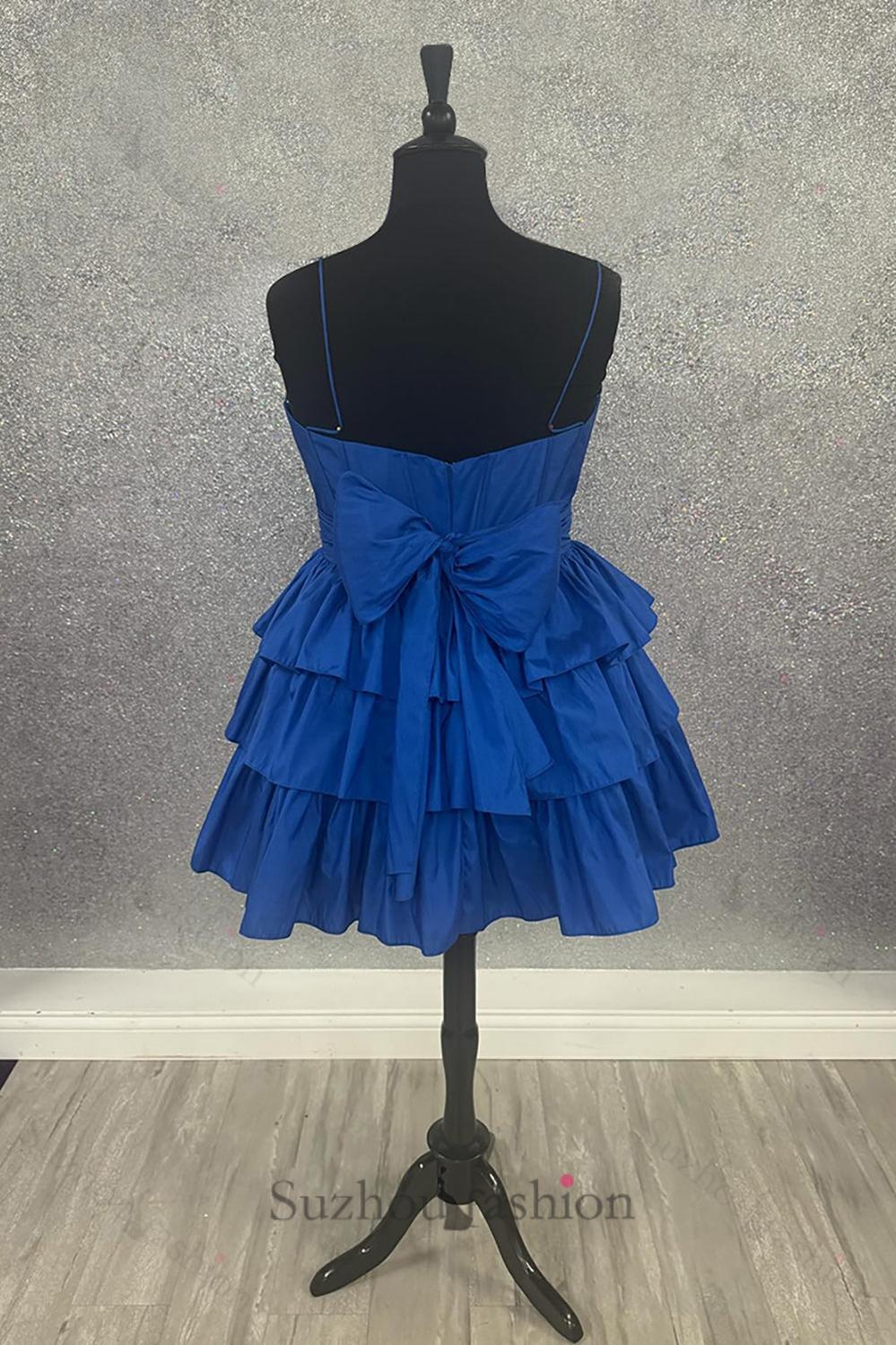 Orange Ruffled A Line Homecoming Dresses Short Corset Cocktail Dresses With Bow