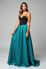 Peacock Blue Wedding Guest Dress A Line Black Wedding Guest Dress Satin Long Formal Dress